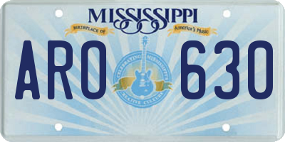 MS license plate ARO630
