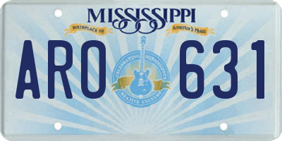 MS license plate ARO631