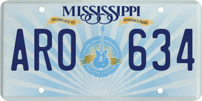 MS license plate ARO634