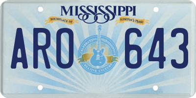 MS license plate ARO643