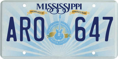 MS license plate ARO647