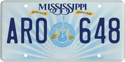 MS license plate ARO648