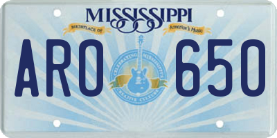 MS license plate ARO650