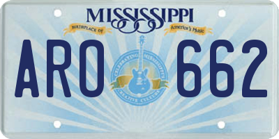 MS license plate ARO662