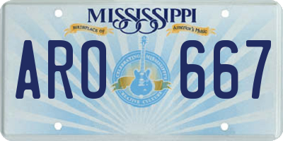 MS license plate ARO667