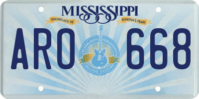 MS license plate ARO668