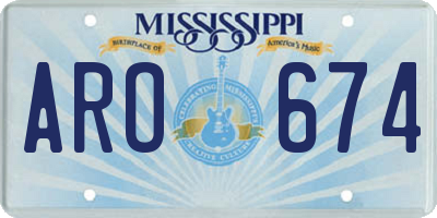 MS license plate ARO674