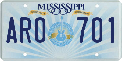 MS license plate ARO701