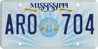 MS license plate ARO704