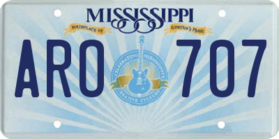 MS license plate ARO707