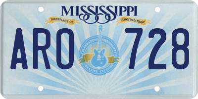 MS license plate ARO728