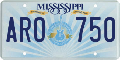 MS license plate ARO750