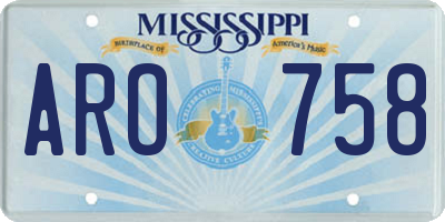 MS license plate ARO758