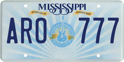 MS license plate ARO777