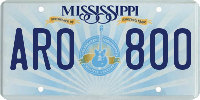 MS license plate ARO800