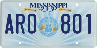 MS license plate ARO801
