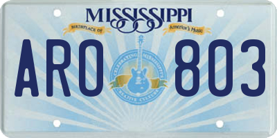 MS license plate ARO803