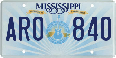 MS license plate ARO840