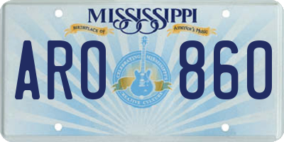 MS license plate ARO860