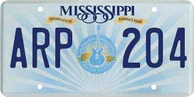MS license plate ARP204