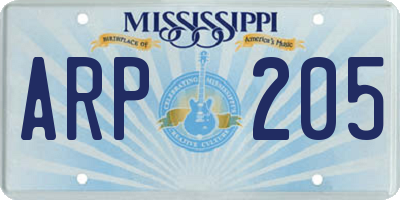 MS license plate ARP205