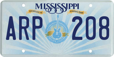 MS license plate ARP208