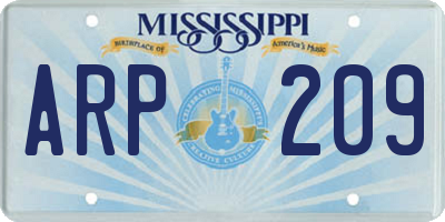 MS license plate ARP209