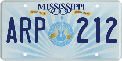 MS license plate ARP212