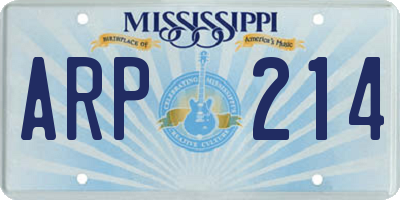 MS license plate ARP214