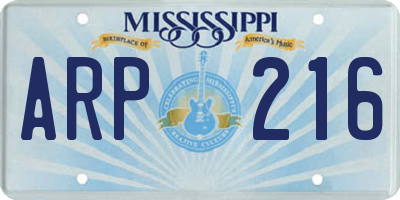 MS license plate ARP216