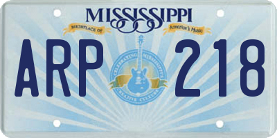 MS license plate ARP218