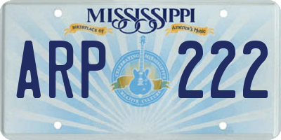 MS license plate ARP222