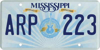 MS license plate ARP223
