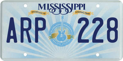 MS license plate ARP228