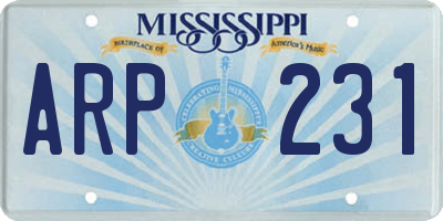 MS license plate ARP231