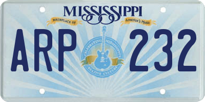 MS license plate ARP232