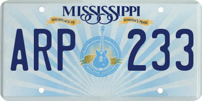 MS license plate ARP233