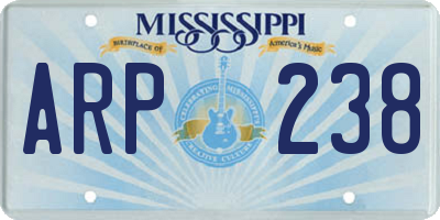 MS license plate ARP238