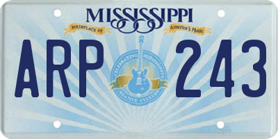 MS license plate ARP243