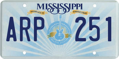 MS license plate ARP251