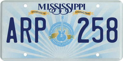 MS license plate ARP258