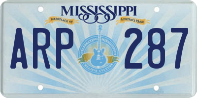 MS license plate ARP287