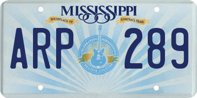 MS license plate ARP289