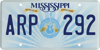 MS license plate ARP292