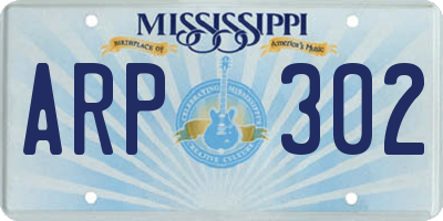MS license plate ARP302