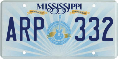 MS license plate ARP332