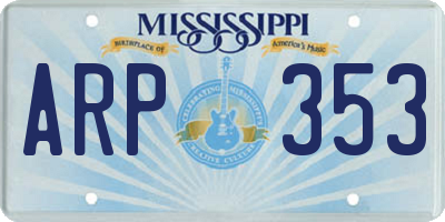 MS license plate ARP353