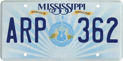 MS license plate ARP362