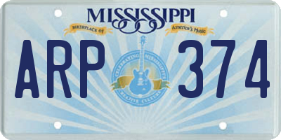 MS license plate ARP374