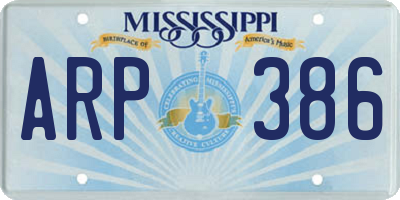 MS license plate ARP386